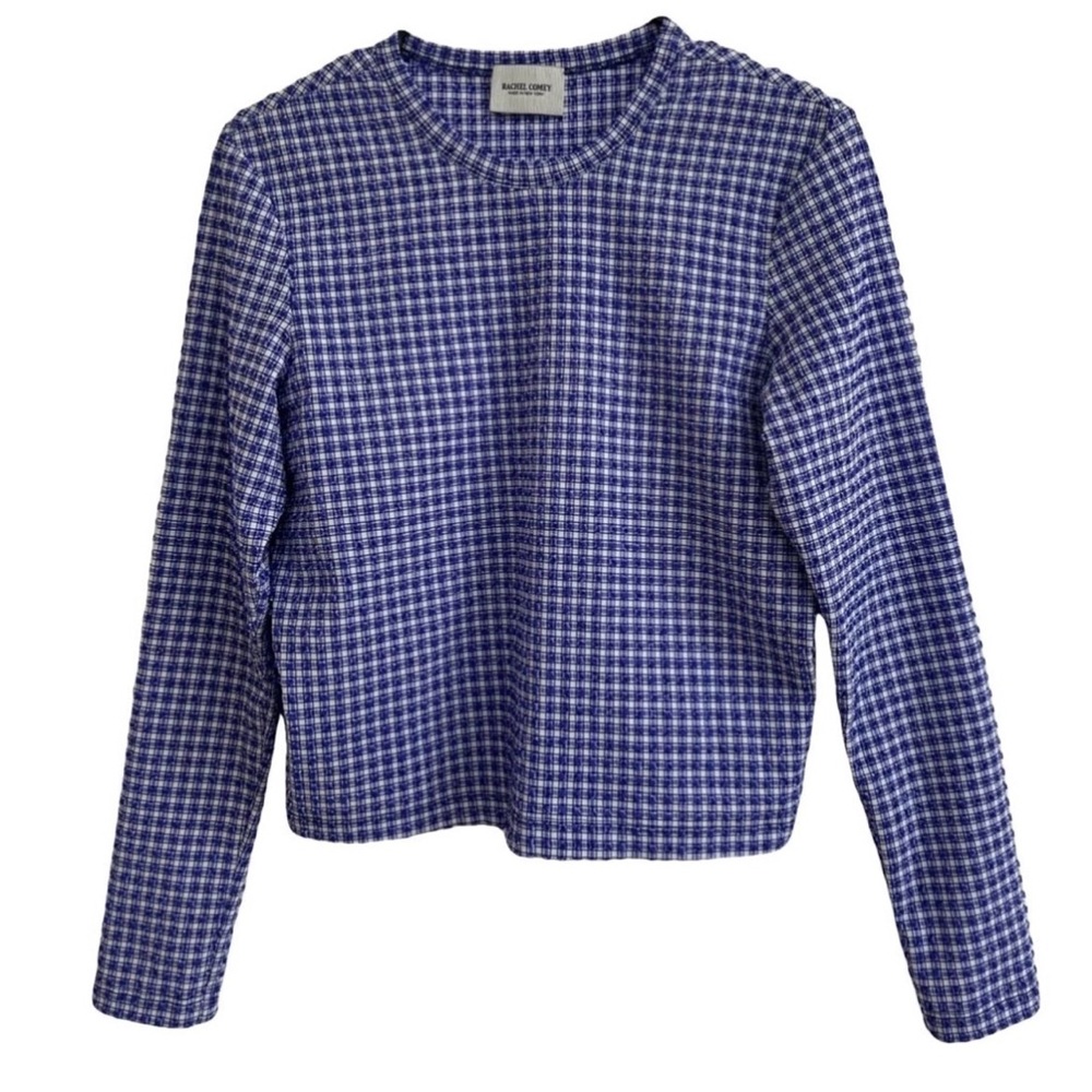 Rachel Comey Blue and White Checkered Long Sleeve Top